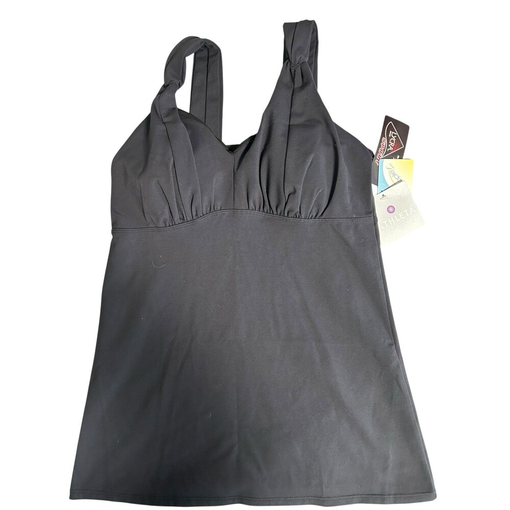 Athleta Bella Yoga Fitness Tank Top Womens LT Built in Bra Black Supplex Nylon